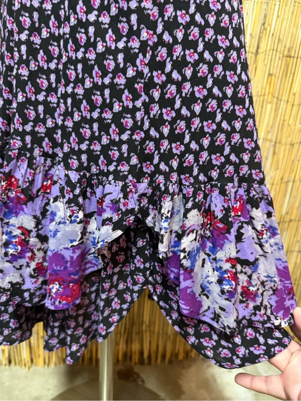 Free People ditsy floral print asymmetric midi dress, size L